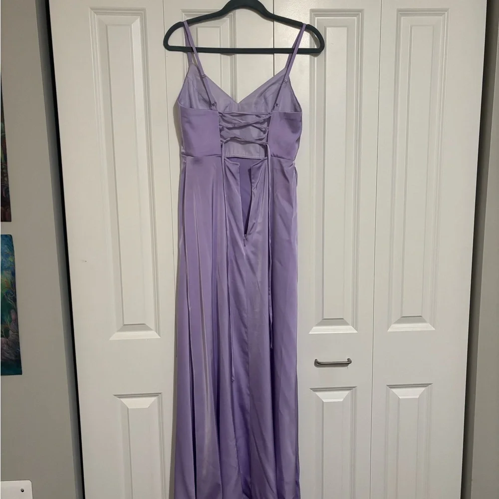 Azazie Light Purple Satin Dress - Picture 3 of 7